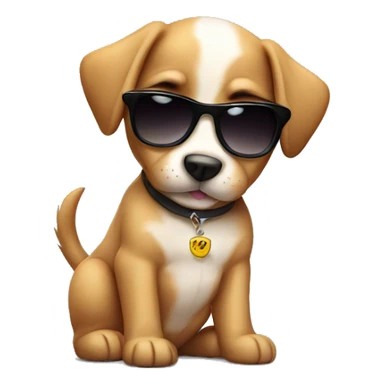 a cute puppy with sunglasses sticker