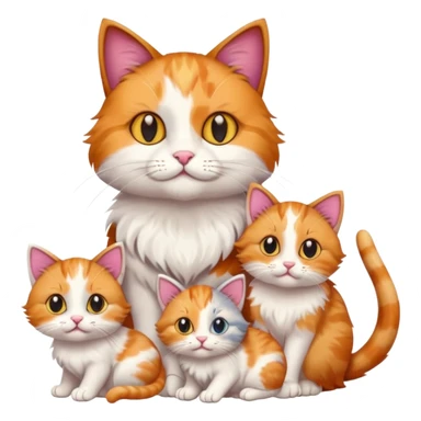 a mom cat with her 5 baby kittens sticker