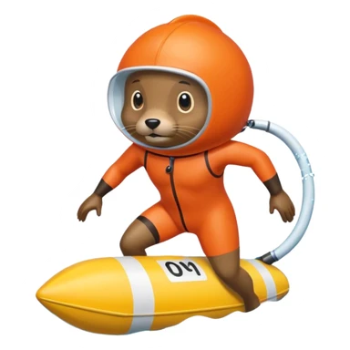 A focused beaver swimmer wearing a racing suit, diving past a floating buoy.


 sticker