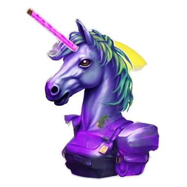 420 .Zombie_ Vaporwave black holographic oilslick zombie unicorn smoking yellow caution tape hemp leaves Pegasus hemp plants sticker