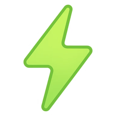 green lightning bolt, stylized with a glowing effect sticker