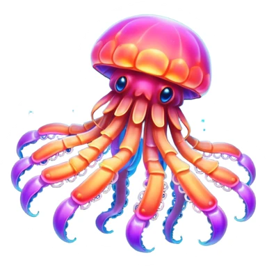 Neon glowing jellyfish-crab-squi sticker