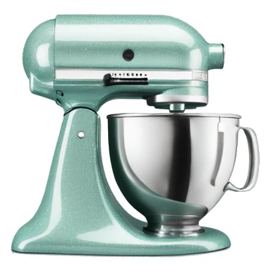Realistic silver and pastel tiffany blue kitchenaid mixer decorated with white shiny sparkly diamonds. sticker