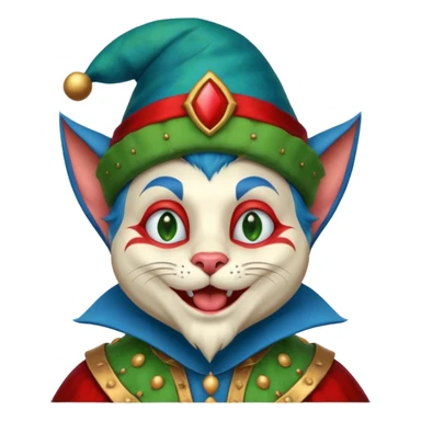 crazy funny colorful cat jolly joker, medieval, vintage, court jester, mac os icon, blue color sticker