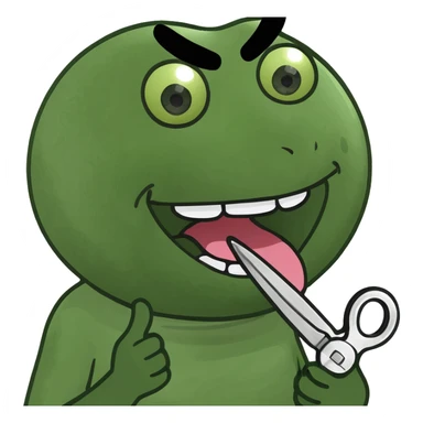 Emoji with scissor hands in front of their mouth with their tongue out sticker