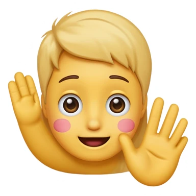 Shy face emoji with a hand waving  sticker