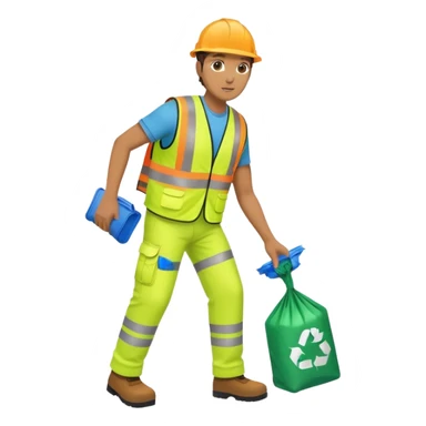 waste-management, neon safety vest, trash picker, cleaning up trash, full body sticker