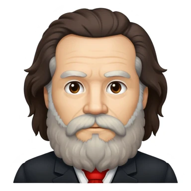 portrait of Karl Marx with iconic bushy beard and thick hair, no glasses sticker