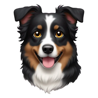 Small black australian shepherd dog with hearts sticker