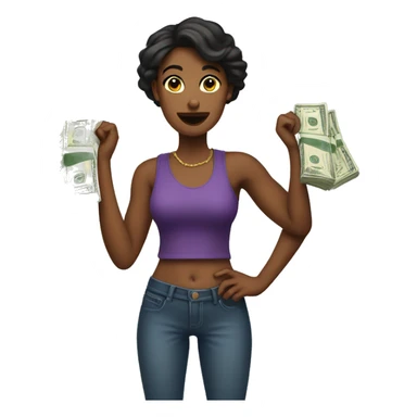 Women flexing money  sticker