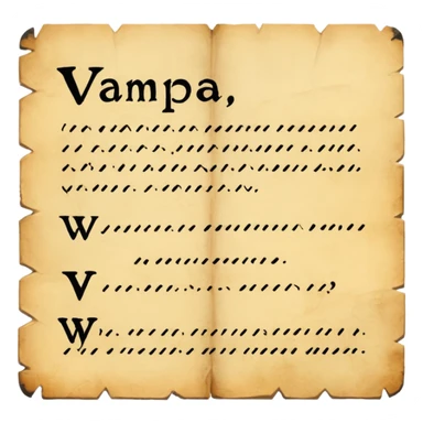 Text VAMPA written on old pergamin sticker
