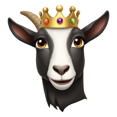 Goat wearing black hoodie and a royal crown lots of gems dark brown eyes sticker