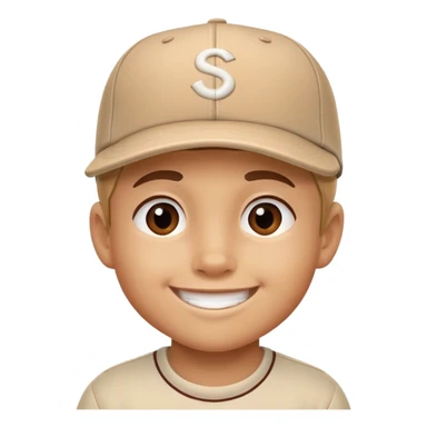 kid with a sideways baseball cap, smiling sticker