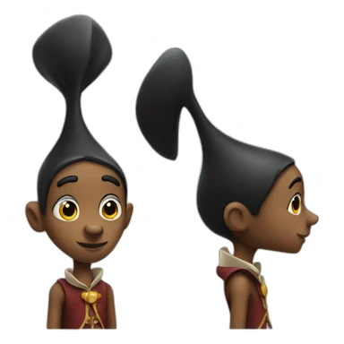 black pinocchio with long nose sticker