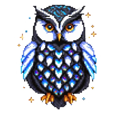 celestial owl with stars and moon motifs sticker
