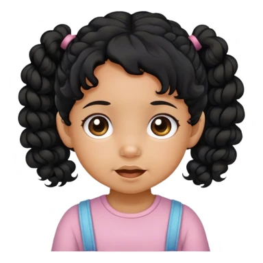 toddler with curly black hair and pigtails with tan skin sticker