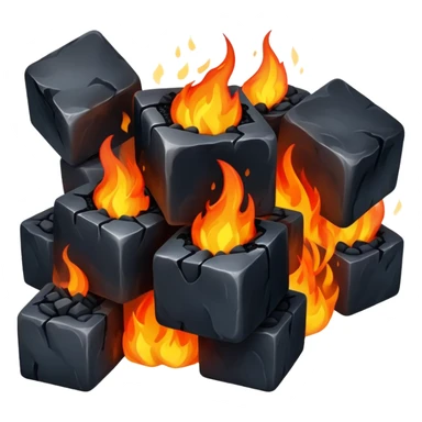 cubes of burning coal sticker