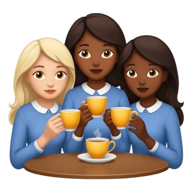 Three sisters drinking tea one dark skin 2 light  sticker