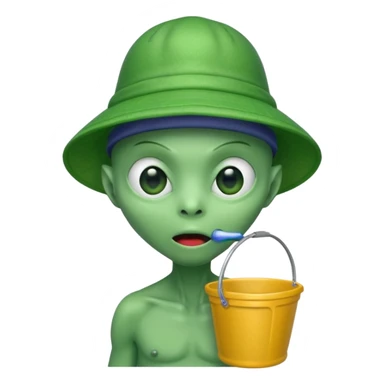 Alien with bucket hat drooling  sticker