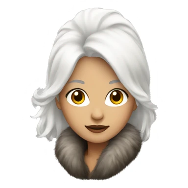 women with fur coat and white hair sticker