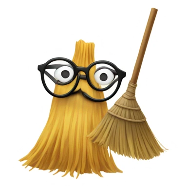 Broom with hlasses sticker