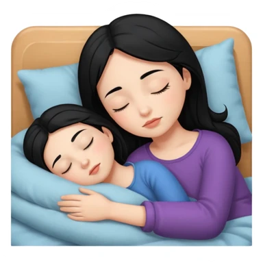 a girl with black hair is sleeping sticker
