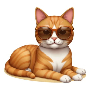 Cat wearing sunglasses and relaxing by the beach  sticker