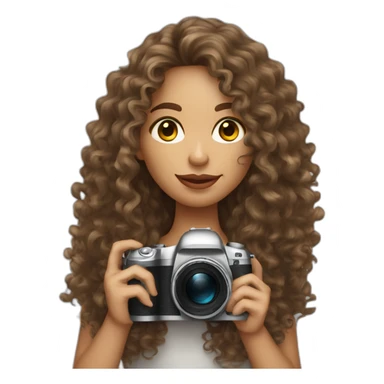 Latin curly hair Female photographer taking a picture light skinned long hair sticker