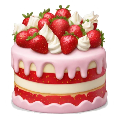 Pink strawberries and cream birthday cake  sticker
