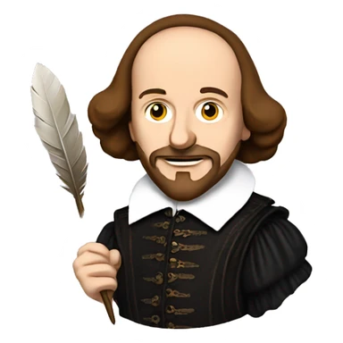 William Shakespeare holds a feather in his hand sticker