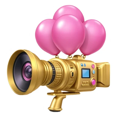 gold rococo pink inflatable puffy balloon camcorder sticker