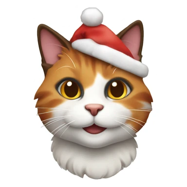 happy calico cat with a christmas hat  sticker