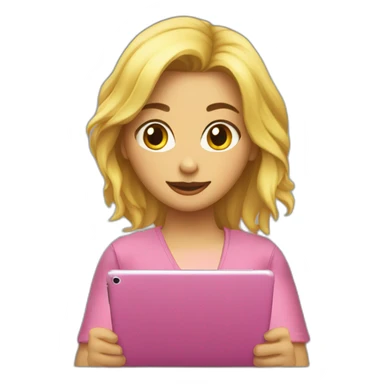 Chica rubia dibujando en ipad sticker