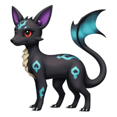Nebulae Gothic Spooky Umbreon-Salandit-Cubone-Duskull-Noibat-Fakémon-hybrid-creature (full body)  sticker
