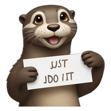 otter holding a sign that says just do it sticker