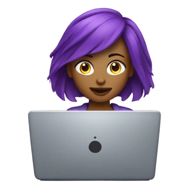 purple hair woman facing forward laptop sticker