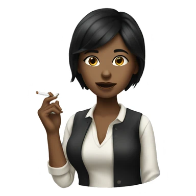black haired girl smoking sticker