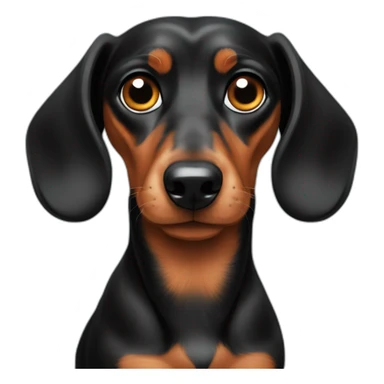 A black mini dachshund with a concerned look sticker