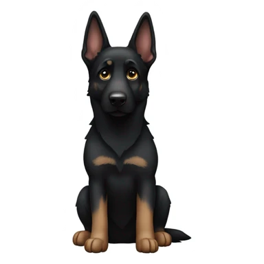 Black German shepherd with ears down sticker