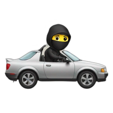 Ninja riding a car sticker