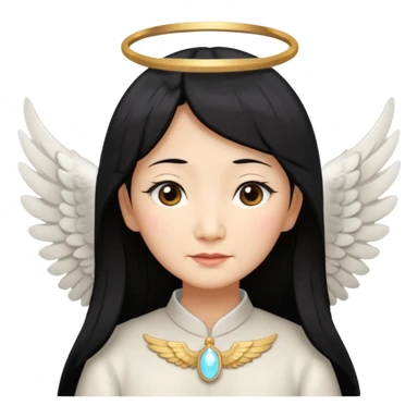 Angel Old Lady with wings black hair asian  smaller eyes sticker