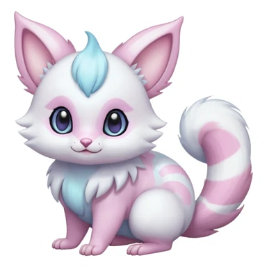 Shiny Cute Adorable Innocent Precious Furry Divine Glorious Holy Iridescent Pale Pastel Whitish Bright Furret-Absol-Skitty-Noibat-Hybrid (Full body) sticker