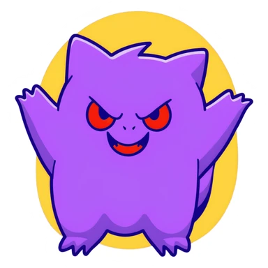 Gengar, the purple ghost Pokemon with red eyes and a mischievous grin sticker