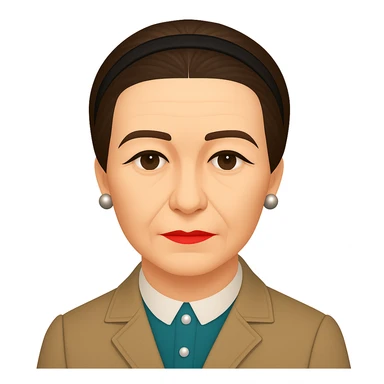 Make the image of Simone de Beauvoir with a simple, classic hairband instead of the turban, keeping the emoji style and all other features unchanged sticker