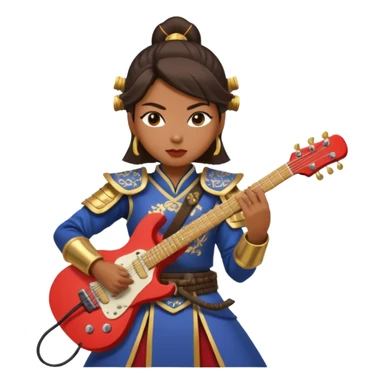 Very dangerous femal Thai samurai with amor typical Thai which plays e guitar sticker