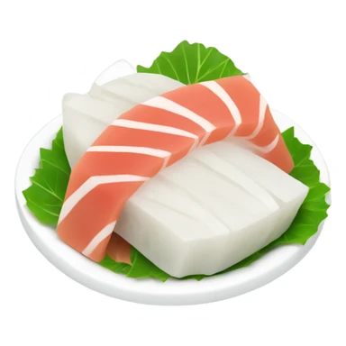 Piece of tuna sashimi hugging piece of white sashimi sticker