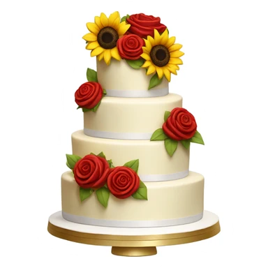 a wedding cake with sunflowers and roses  sticker
