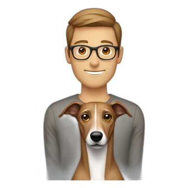 Brown Greyhound with man light Brown Hair and glasses sticker