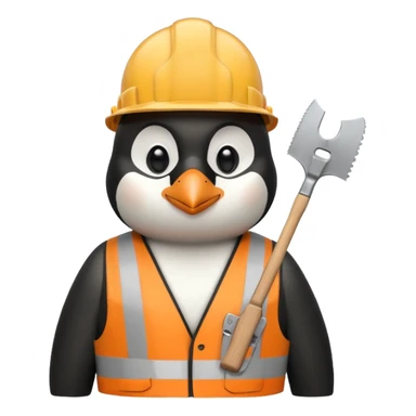 Penguin Construction Worker with saw sticker