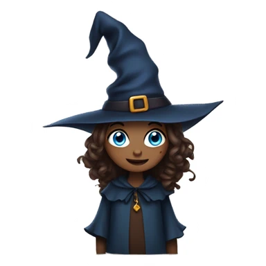 a little brownie dressed as a witch, blue eyes  sticker